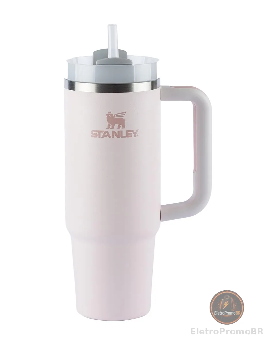 Stanley - Quencher H2.0 FlowState 1,18L - Copo de aço inoxidável com isolamento a vácuo, tampa e canudo, para água, chá gelado, café, smoothies e muito mais, Rose Quartz