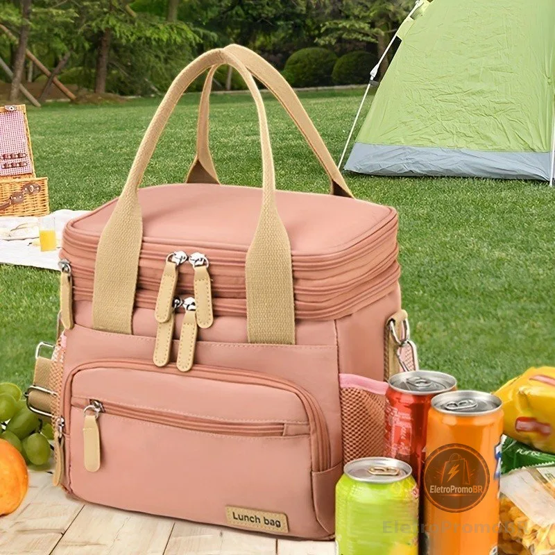 Bolsa Térmica Expansível Piquenique De Grande Capacidade Para Almoço - Multi-Compartimentos,Impermeável
