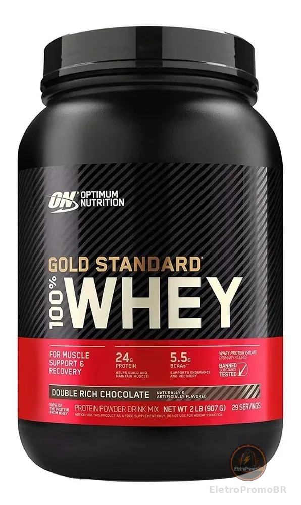 Suplemento em pó Optimum Nutrition Proteína Gold Standard 100% Whey sabor double rich chocolate em pote de 907g