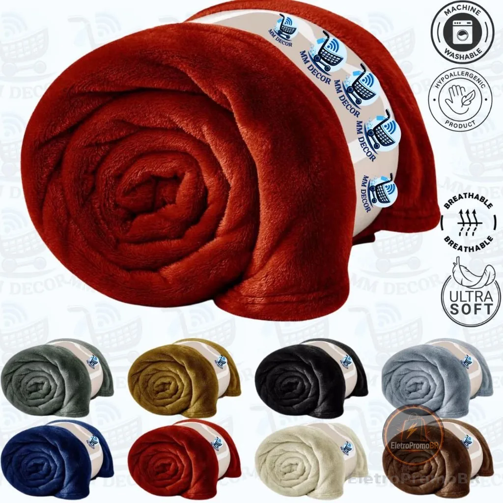 Manta Cobertor 2,00m x 1,8m Casal Microfibra Fleece Lisa