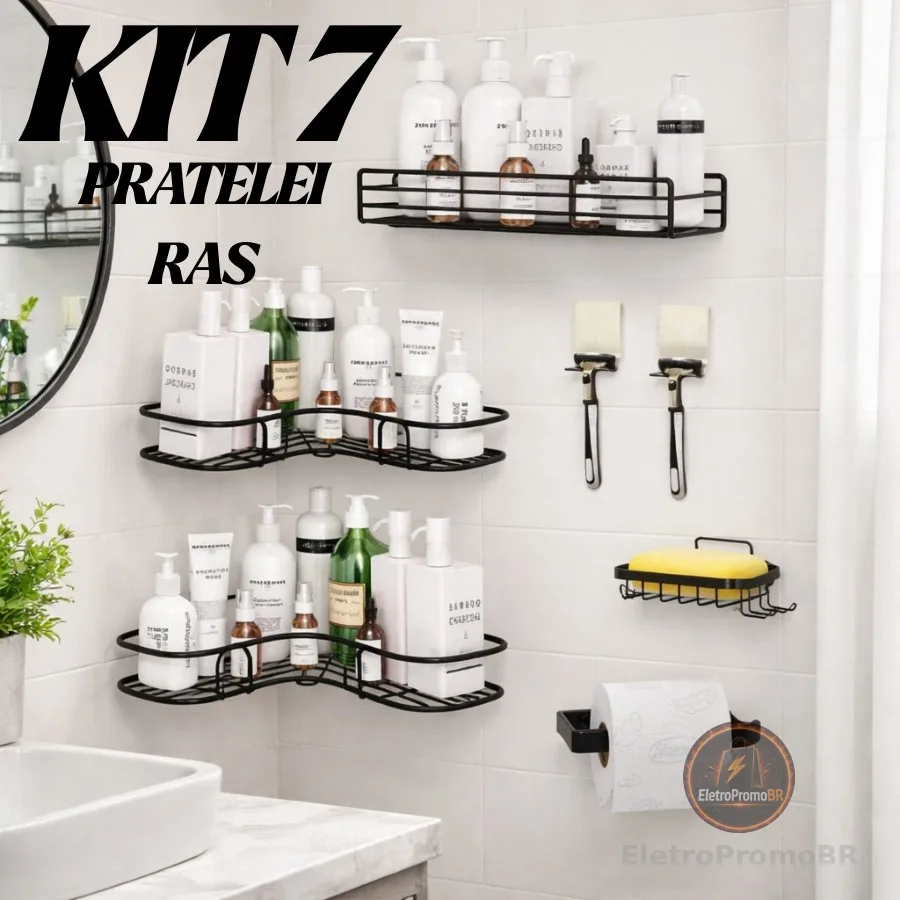 1/2/3/4 Pecas Suporte De Parede Com Adesivo Sabonete Shampoo Condicionador e Cozinha e Lavanderia