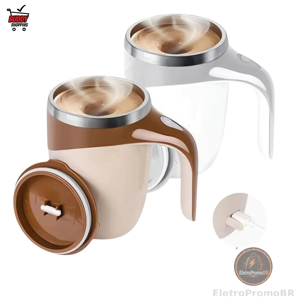 Caneca Misturadora Automática Elétrica USB Bateria Recarregável Mixer Café 380ml