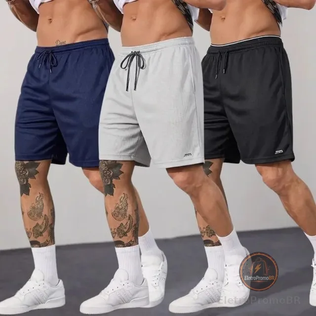 Kit3 Short Futebol Bermuda Masculina Academia Treino Esporte