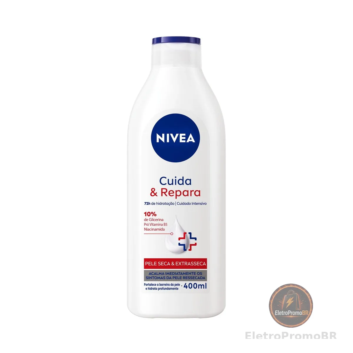 NIVEA Hidratante Corporal Cuida & Repara 400ml, Hidratação Profunda 72h, Acalma Pele Ressecada, Cuidado Intensivo, Pele Seca e Extrasseca