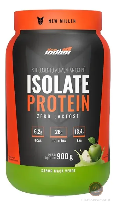 Proteina isolada Zero Lactose New Millen 900g Sabor Maça Verde