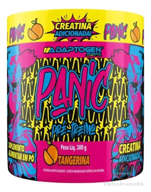 Pré-Treino Panic Adaptogen de Tangerina, 300g, em Pó