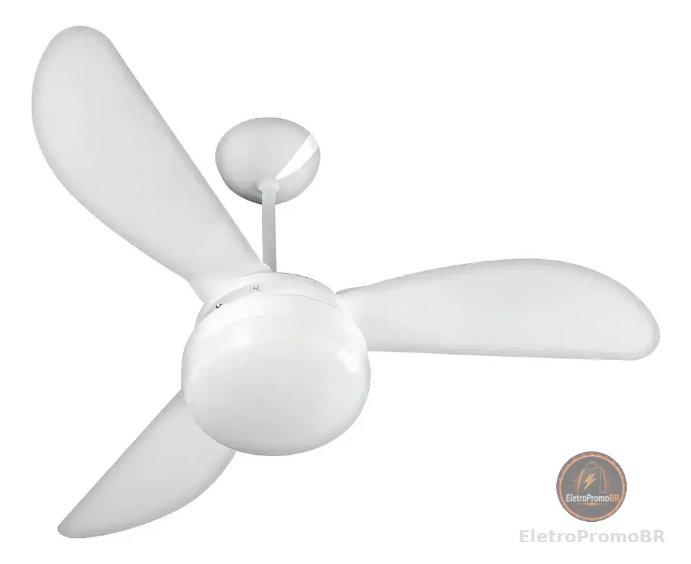 Ventilador De Teto Ventisol Fênix E-27 Branco 130w Com 3 Pás De Plástico, 960 mm De Diâmetro