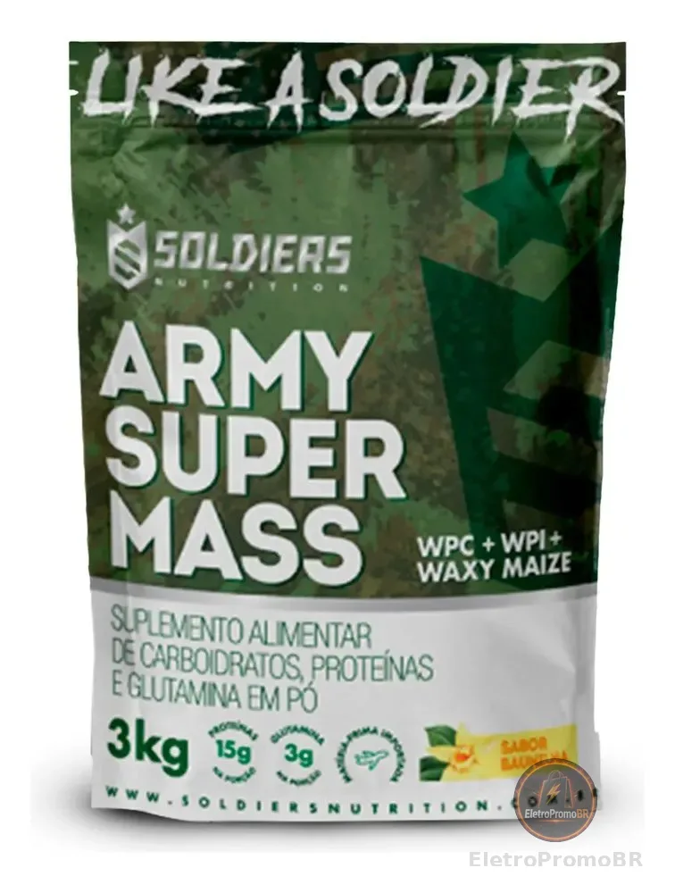 Whey Hipercalórico Army Super Mass 3kg 100% Importado Soldiers Nutrition Suplemento Proteína Muscular