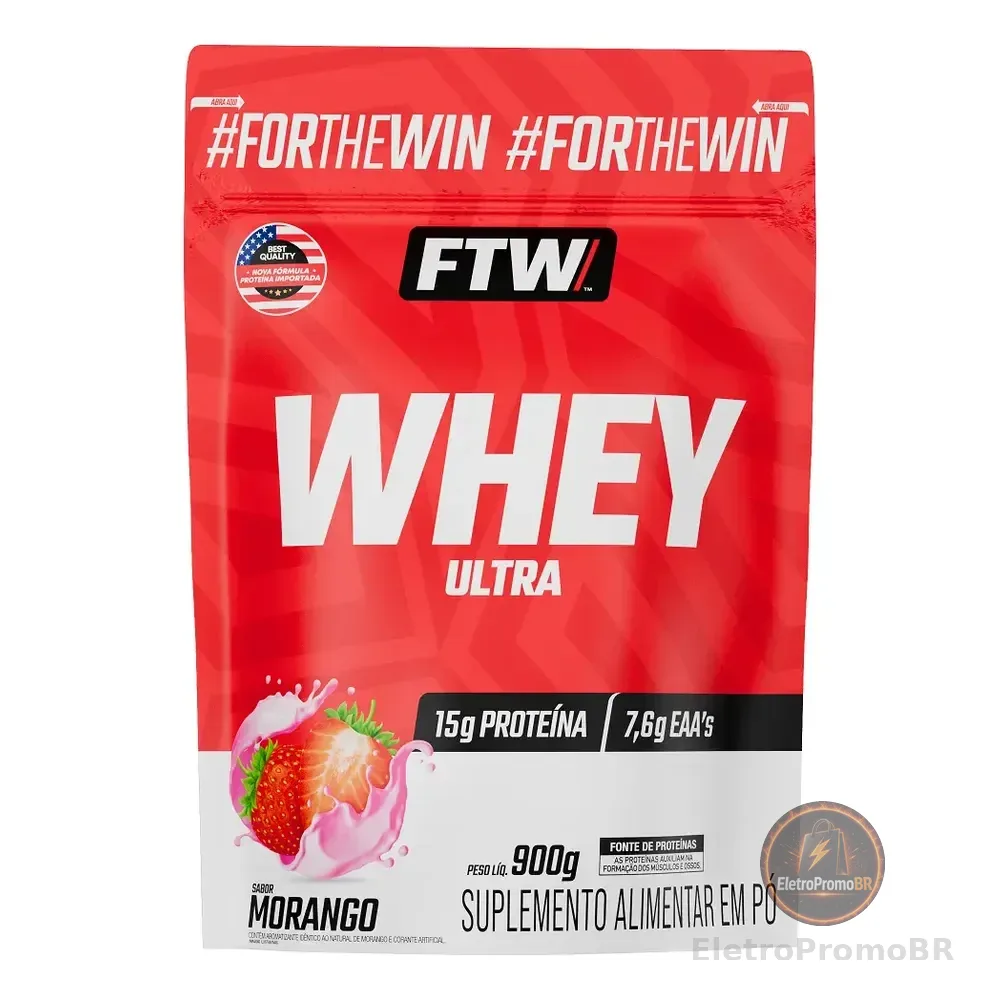 Whey Concentrado Ultra Protein Refil 900g Sabor Morango - Ftw