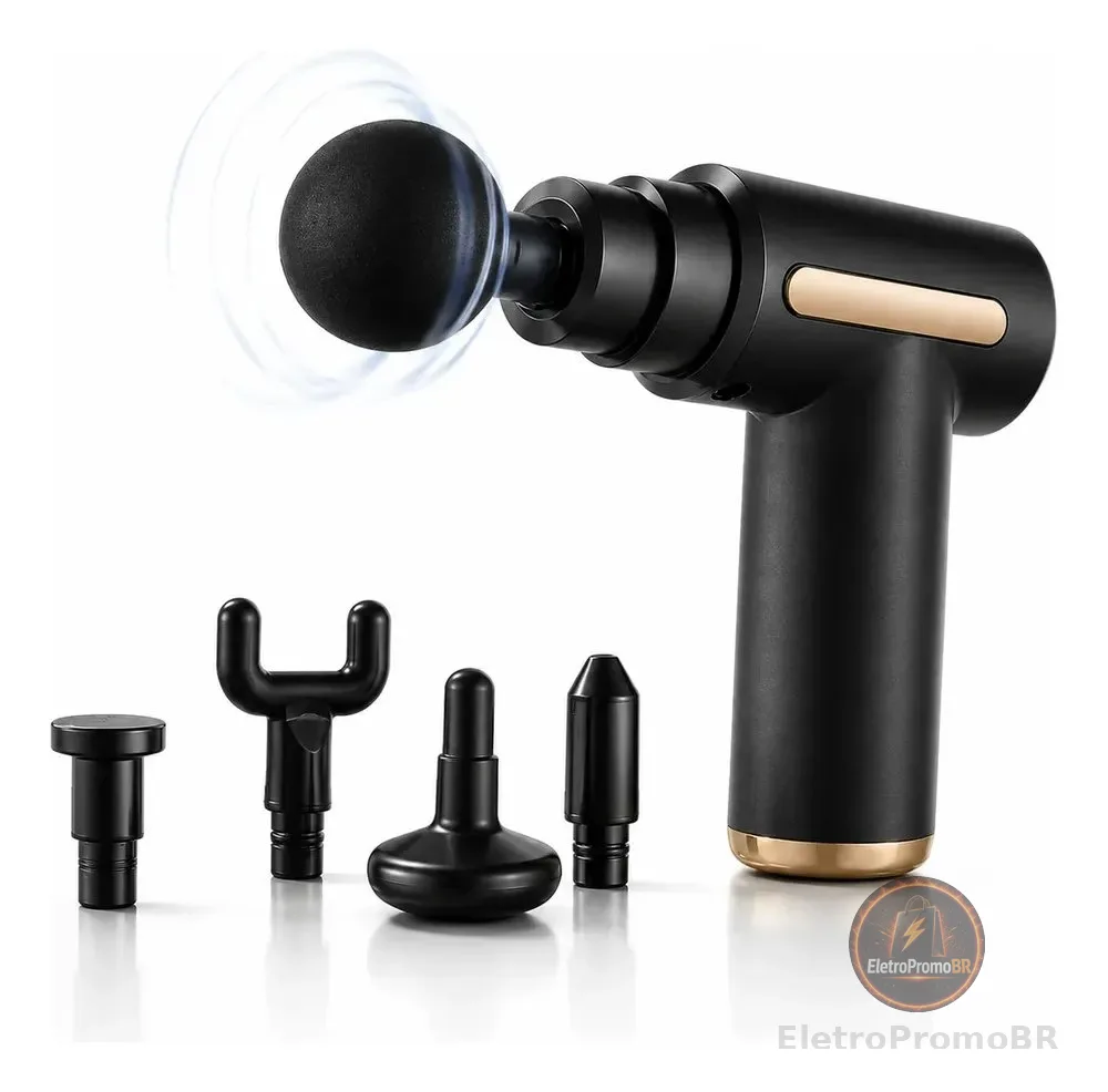 Massageador Pistola Elétrica Profissional Muscular Portátil 127/220v Preto