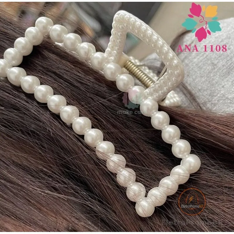 ANA 1108 KIT 4 PCS Prendedor/Piranha/Presilha  Grande de Cabelo com Detalhes de Perola