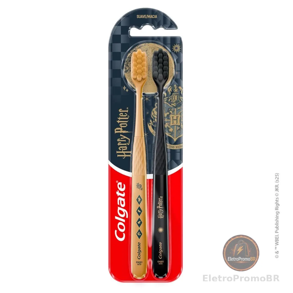 Colgate Harry Potter Escova de Dente Adulta Macia, 2 Unidades