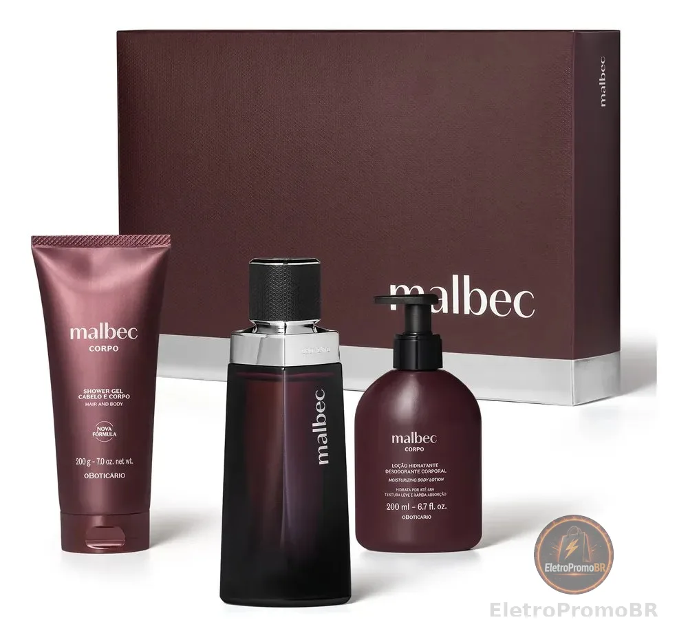 O Boticário Malbec Kit Presente 3 Itens