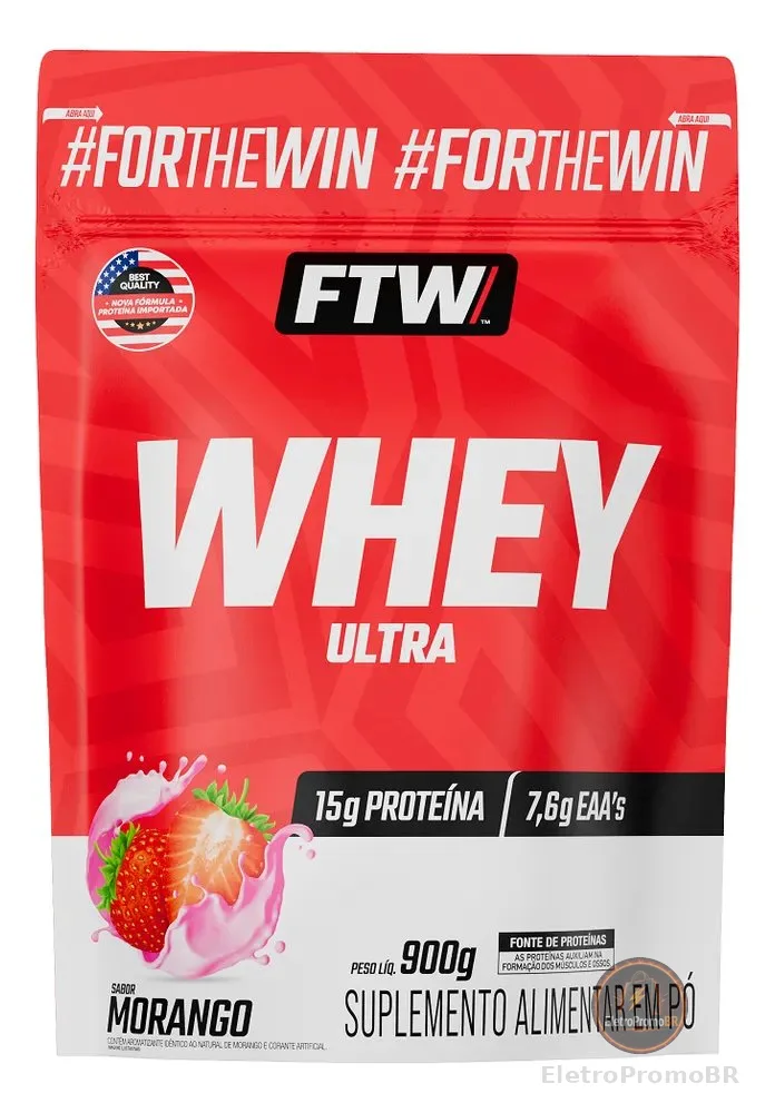 Whey Protein Ultra Refil 900g Sabor Morango - FTW