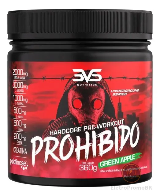 Pré Treino Prohibido 360g - O Mais Forte 2g De Beta Alanina