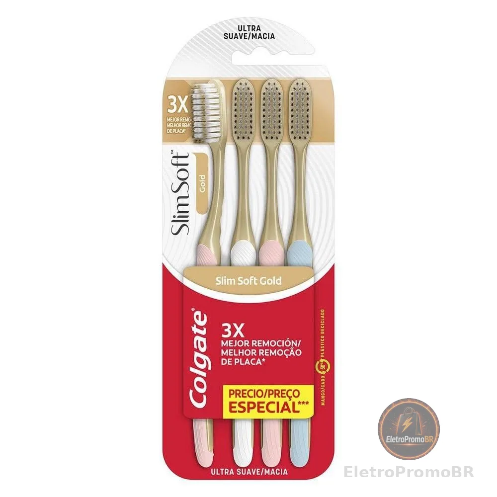 Colgate Slim Soft Gold Premium Escova de Dente, 4 Unidades