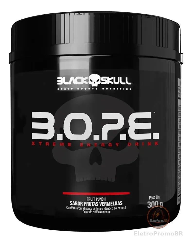 Suplemento Pré Treino Bope 300g Sabores Black Skull Fruit Punch - Frutas Vermelhas