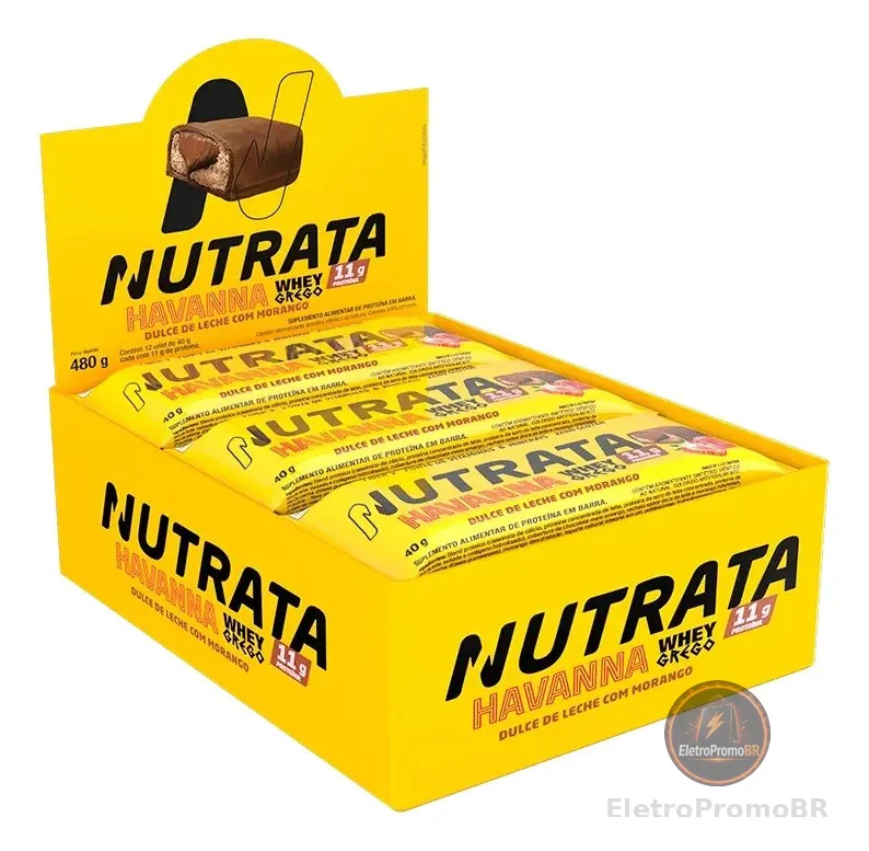 Whey Grego Bar Nutrata de Doce de Leite Havanna – Pack com 12 Unidades