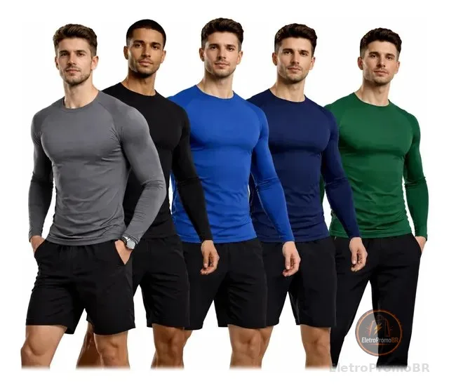 Kit 5 Camiseta Térmica Premium Segunda Pele Proteção Uv Dry