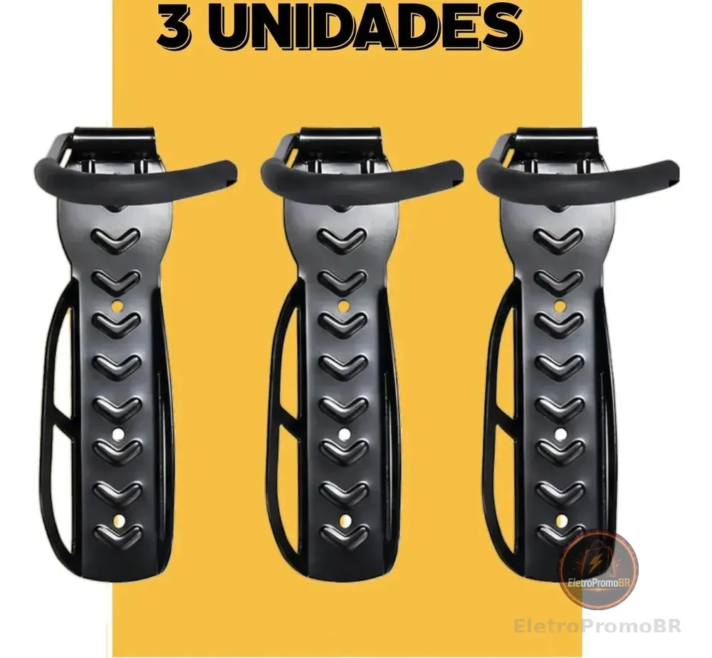 Suporte De Bike Parede Vertical 3 Unidades Corpreto Cor Preto