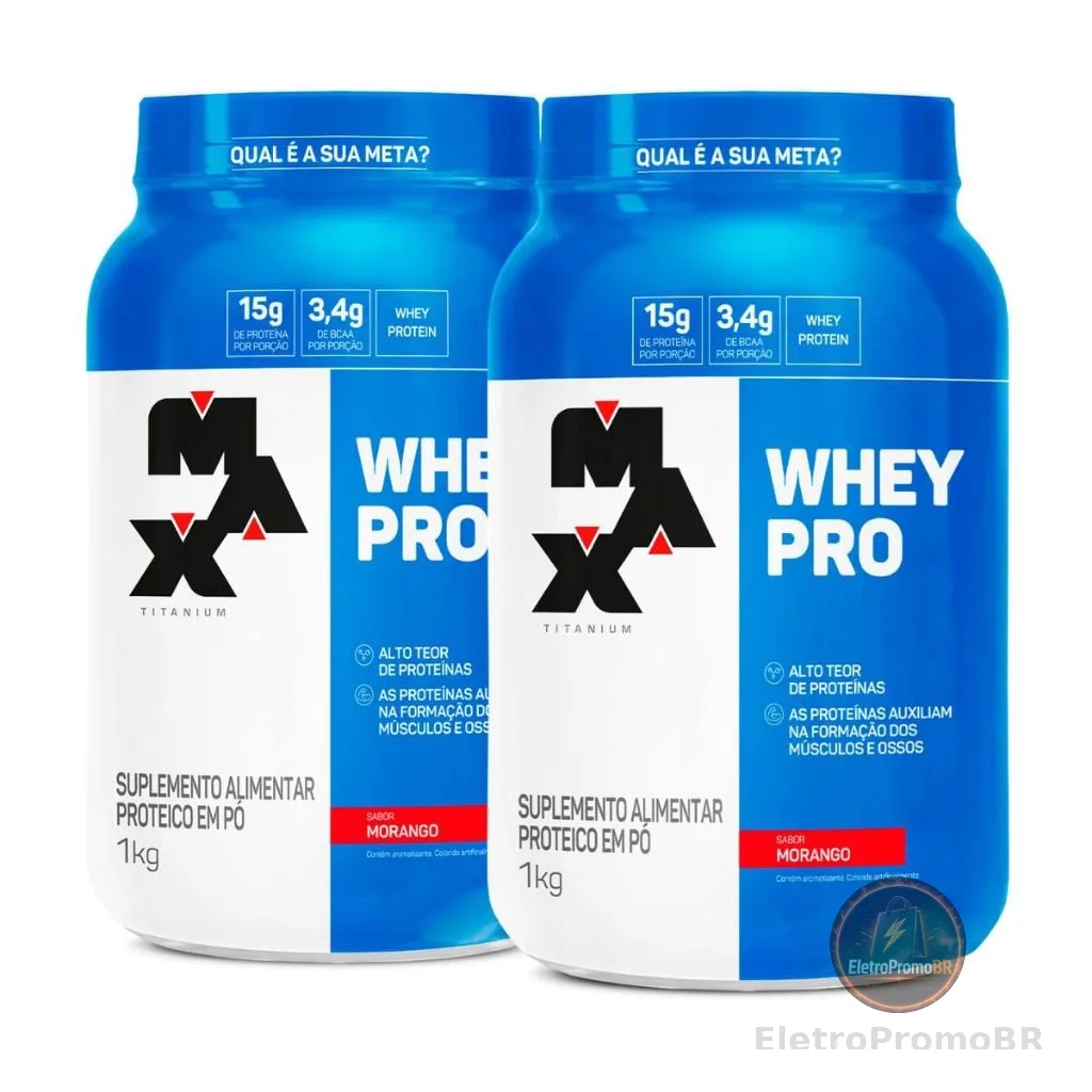 Kit 2 Whey Pro Max Titanium Protein Pro Com Bcaa E Aminoácidos 1kg