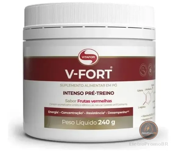 Suplemento V-fort Pré-treino Frutas Vermelhas 240g Vitafor