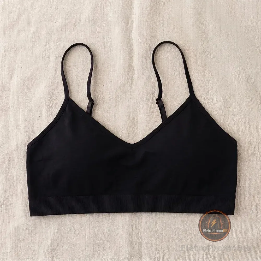 Top Sutiã Sem Bojo Cropped Lingerie Mercado Livre Basics Preto Liso G
