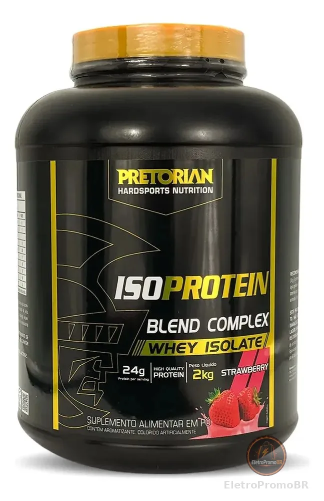 Suplemento Whey Protein Isolado Iso Protein Blend Complex Proteinas Iso Sabor Morango Pote De 2kg Em Po Pretorian