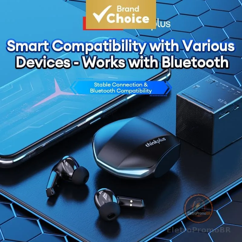Fones de Ouvido Gamer Lenovo GM2 PRO com Som HI-FI, Bluetooth, Luz LED, Longa Duração da Bateria, Compatível com
