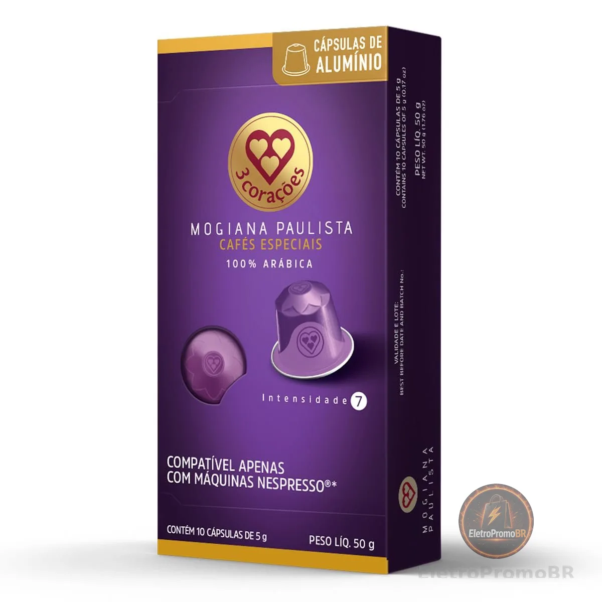 3 Corações Cápsulas de Café Mogiana Paulista, Compatíveis com Nespresso, contém 10 cápsulas