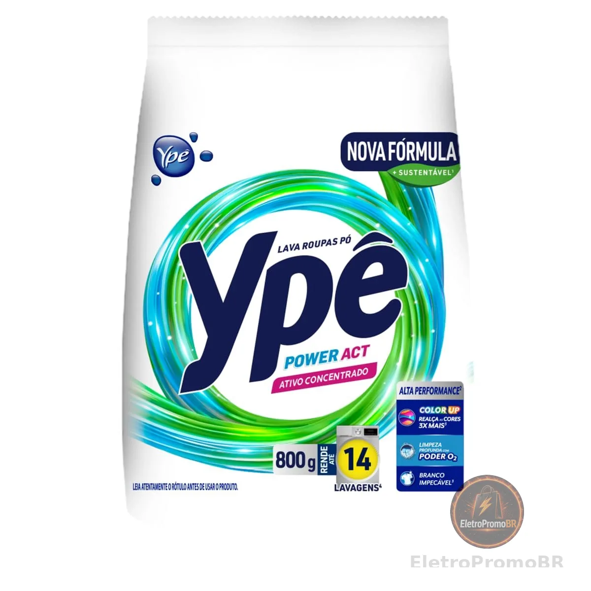 Ypê Lava Roupas em Pó Power Act 800g (Sachê)