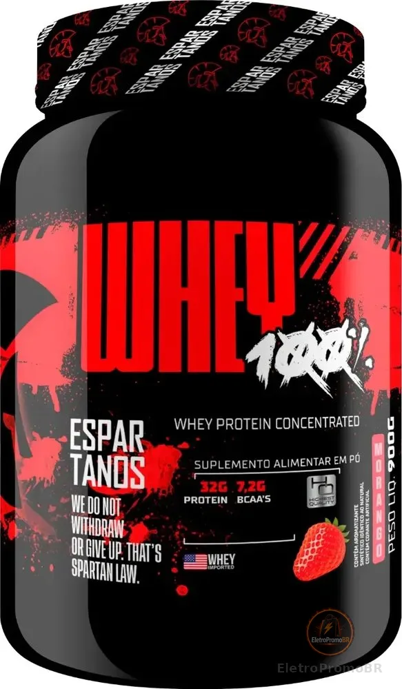 Suplemento Em Pó Whey Protein 100% Concentrado 900g Sabor Morango