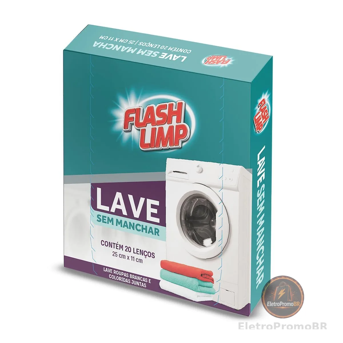 Lave sem Manchar Lenço Antimanchas, Embalagem com 20 Unidades, Cor Branca, lavagens sem Risco de Manchar Toalhas e Roupas, Cor Branca - Flash Limp