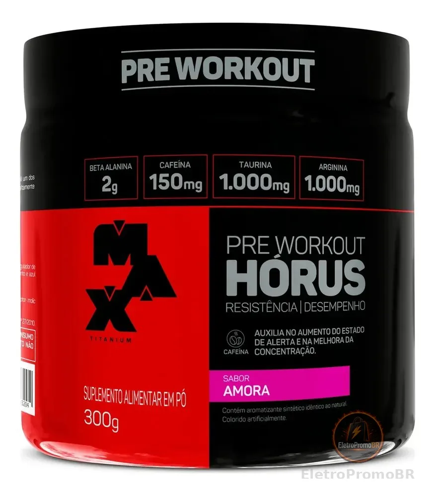 Pré Treino 300g Hórus Max Titanium Amora Energia e Foco