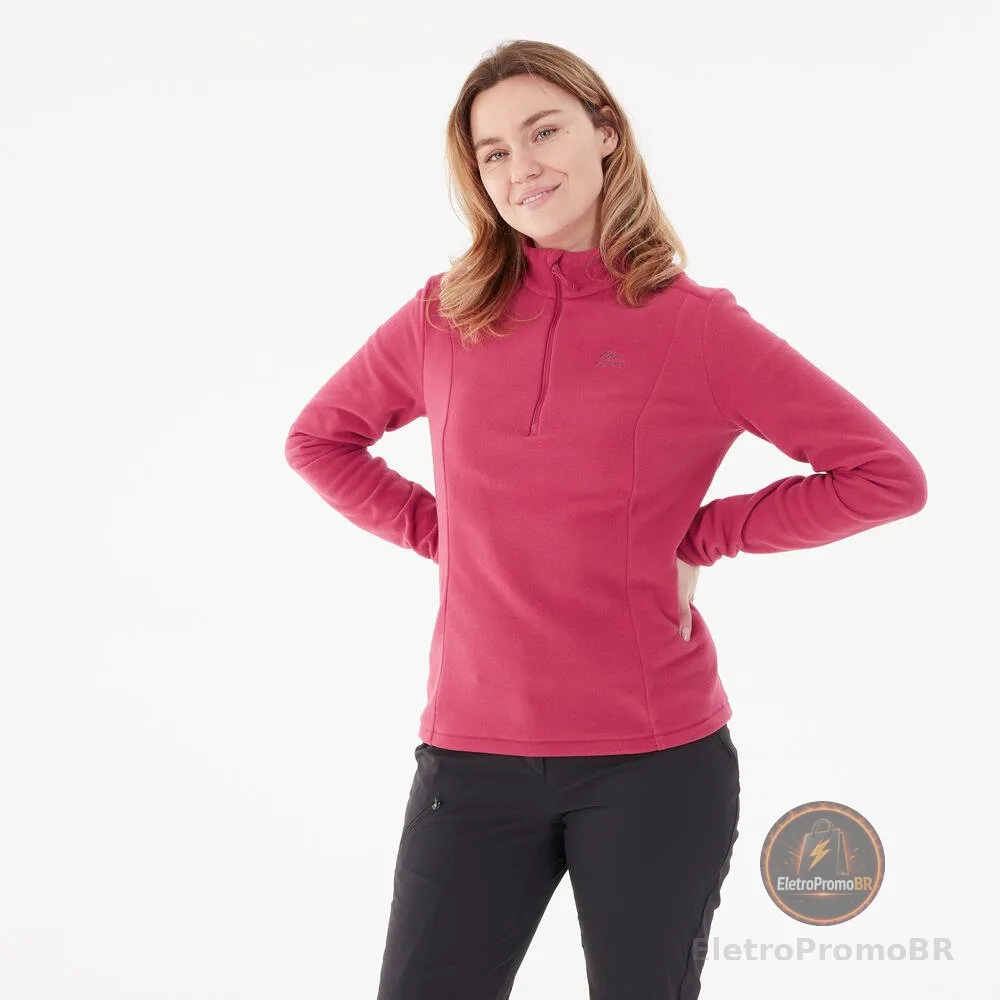 Blusa Fleece Feminina de Trilha Térmica MH100 Quechua Vermelha