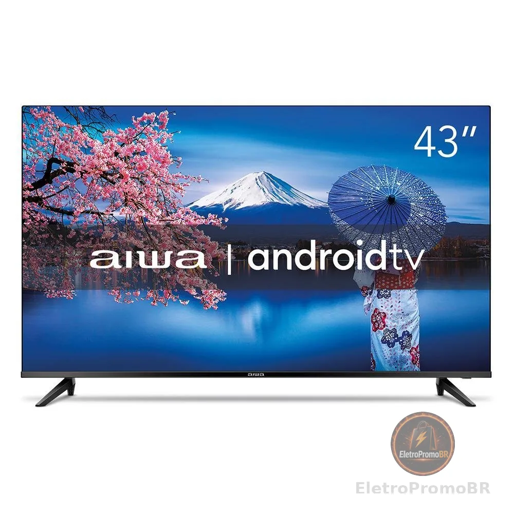 Smart TV AIWA 43” Android Full HD Borda Ultrafina HDR10 Dolby Áudio AWS-TV-43-BL-02-A