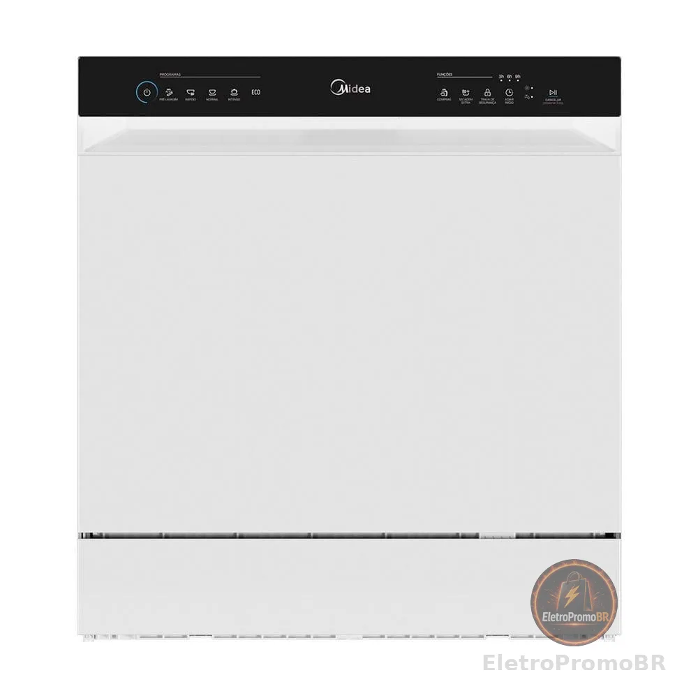 Lava-Louças Midea Touch Plus MDWTF08W1 8 Serviços Branco Painel Digital 110V