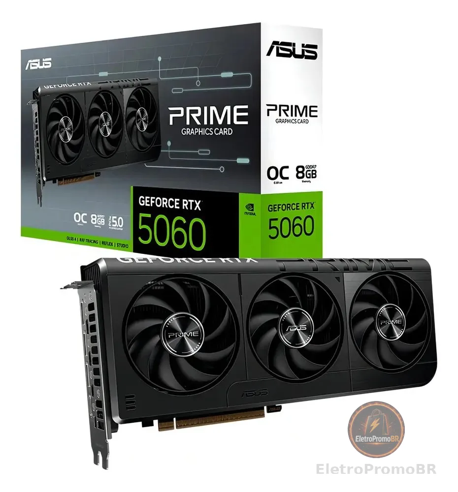 Placa De Video Asus Geforce Rtx 5060 Prime Oc Edition, 8gb