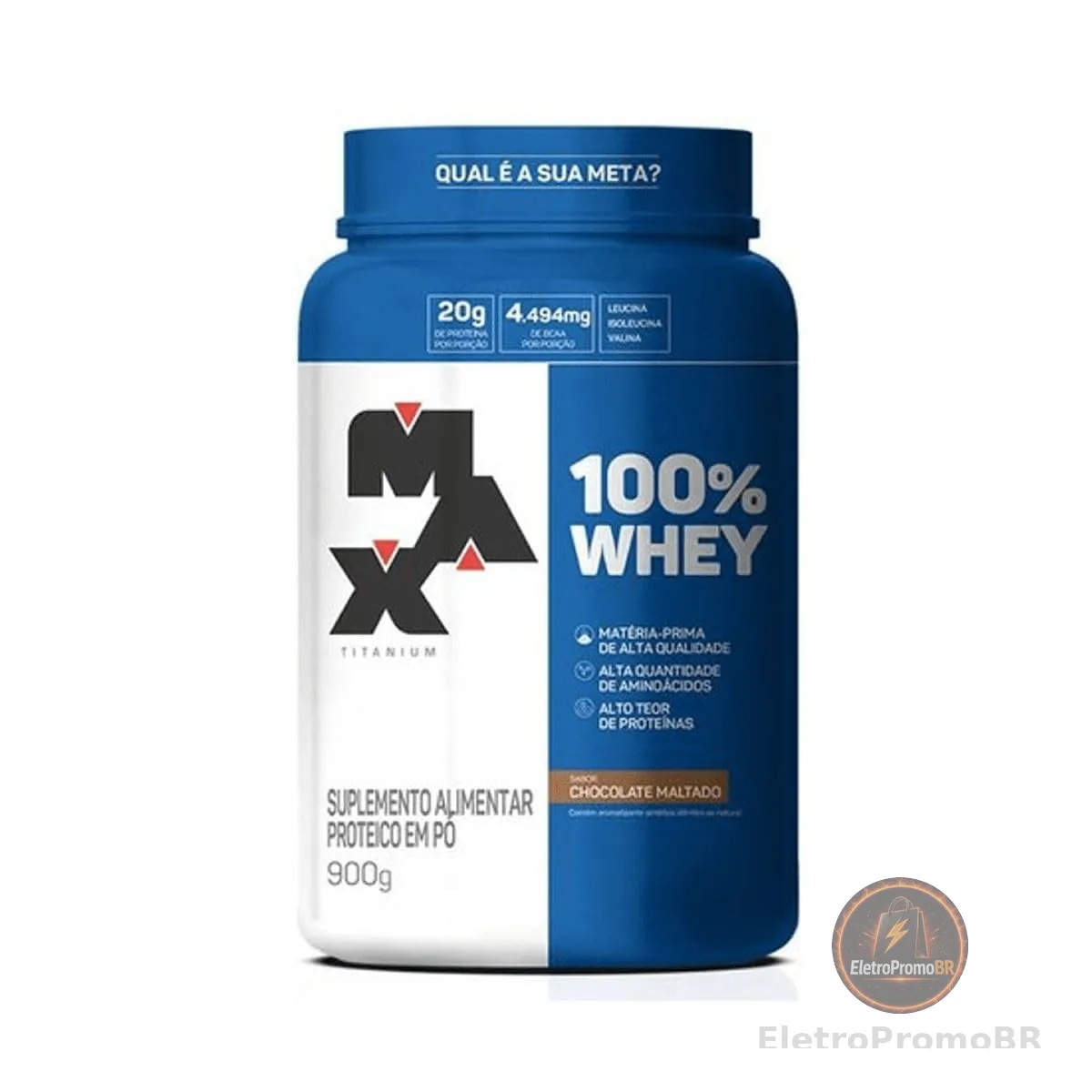 Max Titanium 100% Whey Chocolate Maltado - Pote 900G