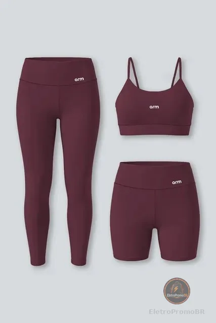 Kit Conjunto Feminino Fitness Top Alça + Legging + Short