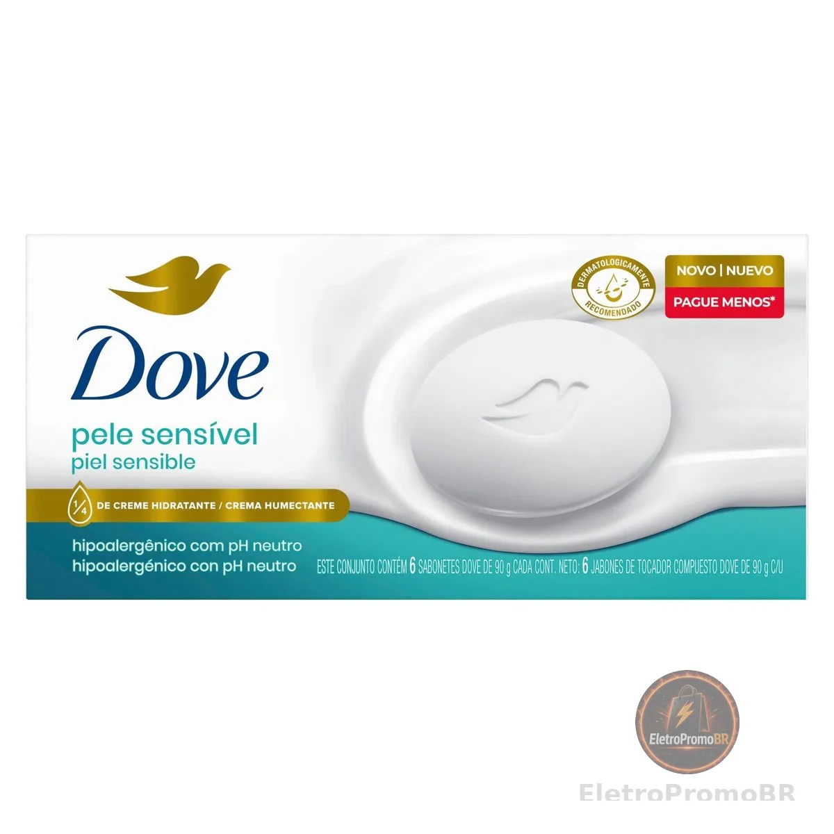 Dove Sabonete em Barra Pele Sensível 90g 6 Unidades
