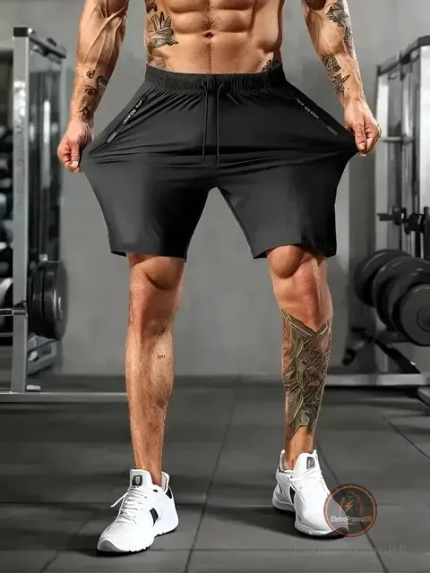 Bermuda Masculina Slim Fit Esportiva Fitness Com Elastano St