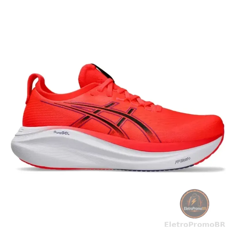 Tênis Asics Gel Nimbus 27 Rosa Neon Masculino Vermelho/preto Geométrico 40 Br
