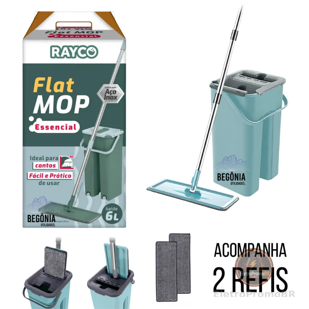 Mop Limpeza Profissional Mop Flat Rodo de Limpeza Esfregão Limpeza Mobi Com 2 Refis