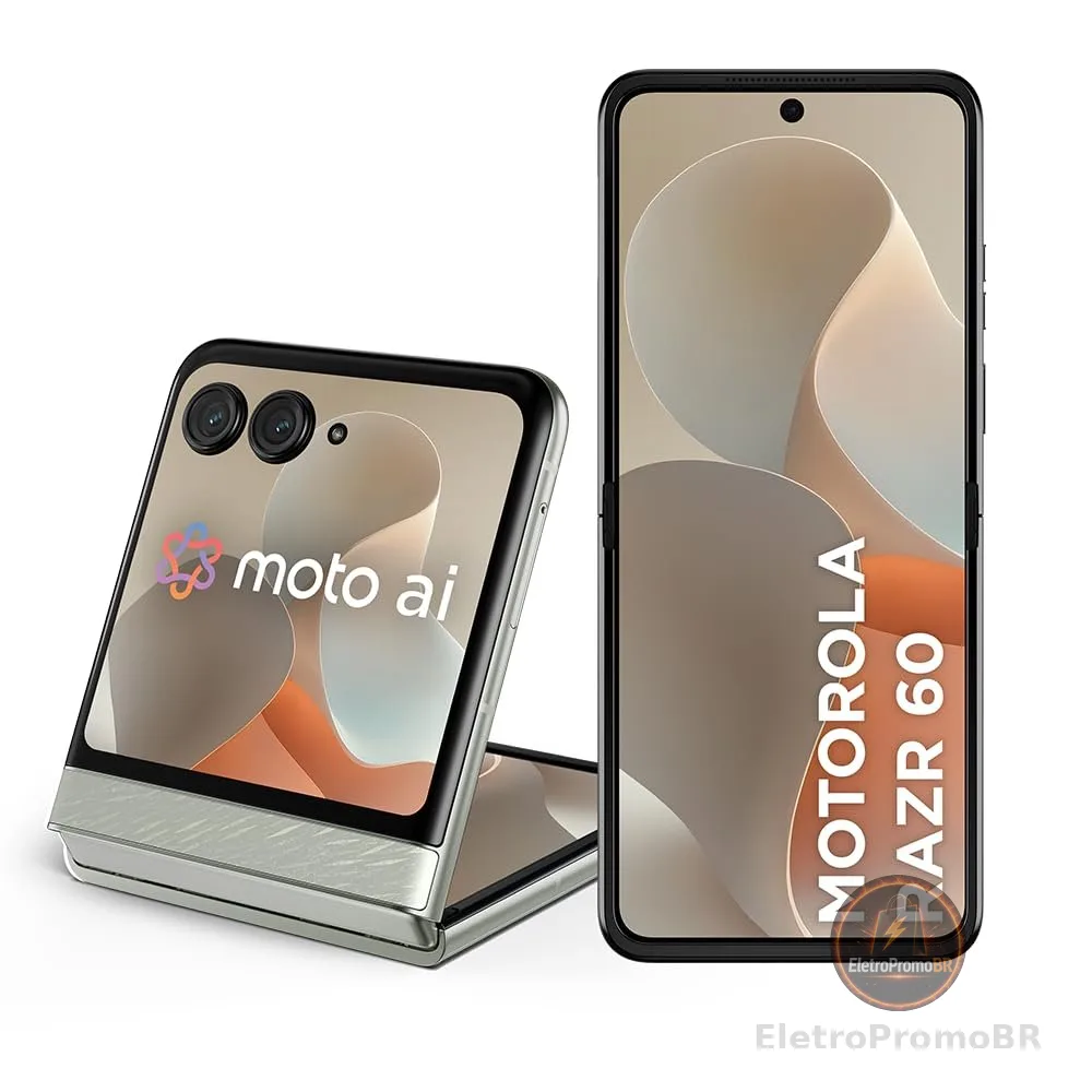 Smartphone Motorola Razr 60-256GB 24GB (12GB RAM+12GB Ram Boost) Tela dobrável 6,9" pOLED e externa 3,6” Moto AI camera IP48 - Branco