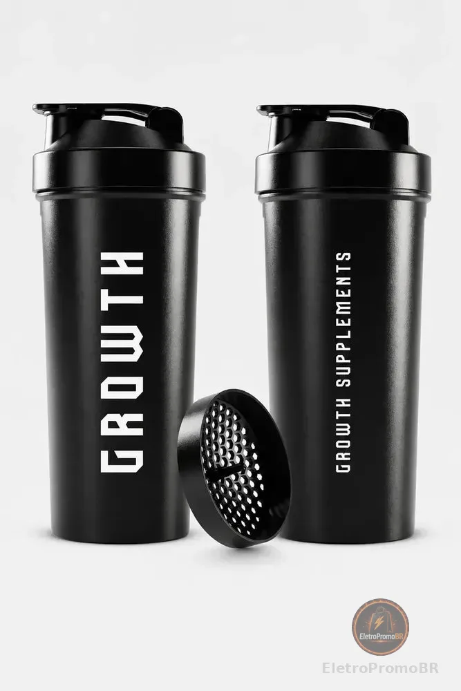 Coqueteleira Shaker Academia 600ml Growth Supplements Preto