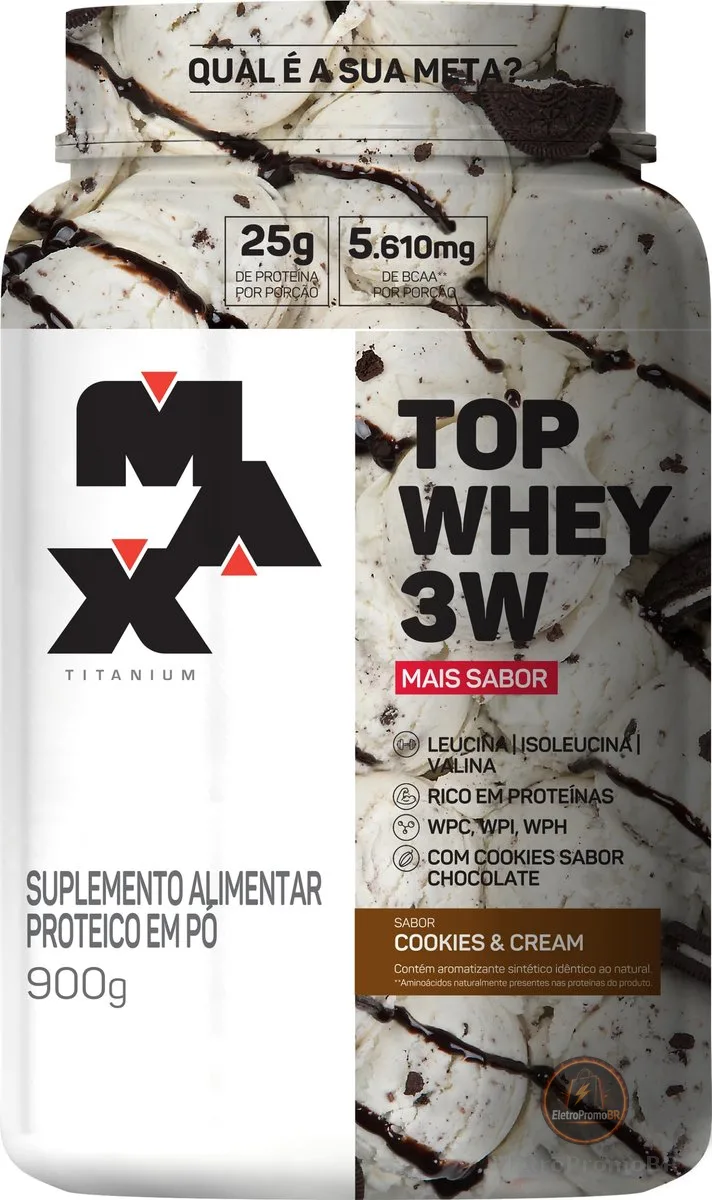 Top Whey 3W (900g) - Sabor Mais Sabor - Cookies & Cream
