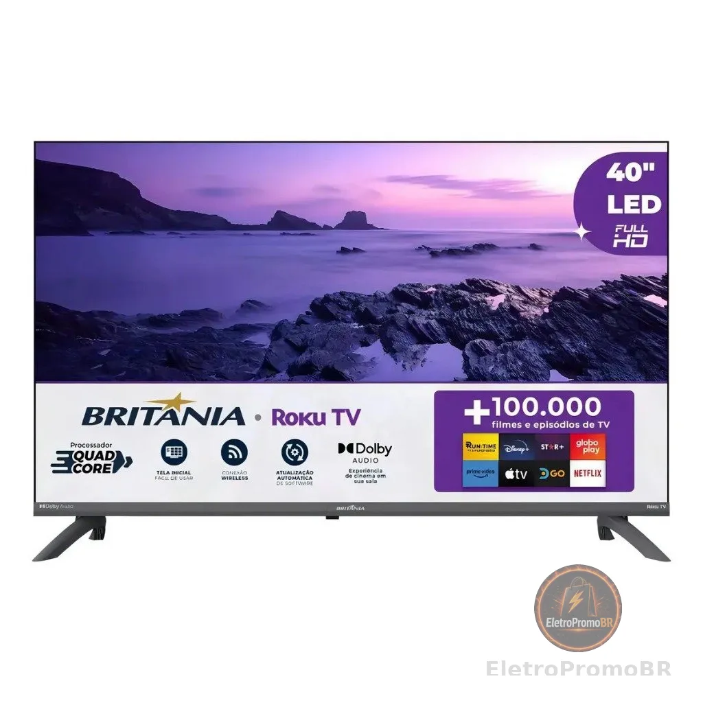 Smart TV 40” Britânia B40CRA Full HD Wi-Fi HDMI USB Conversor Digital