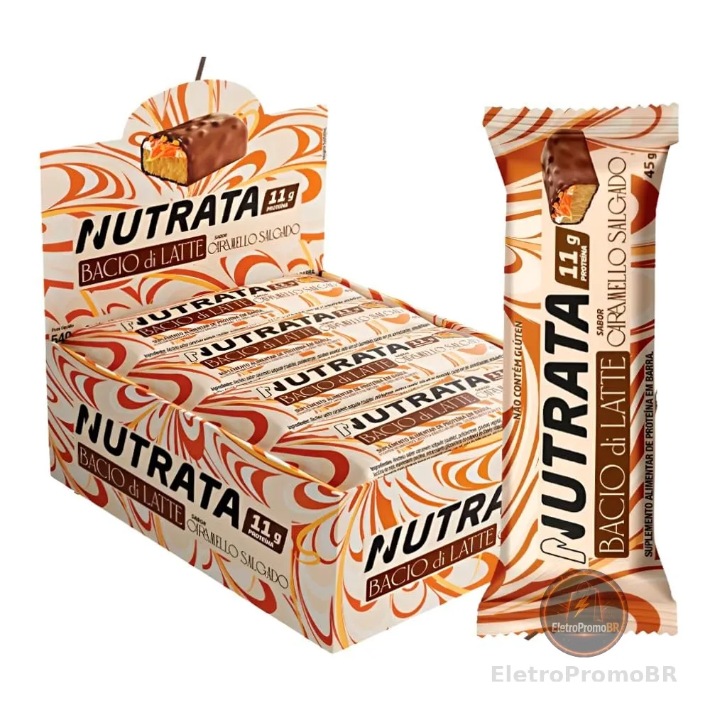 Barra De Proteina Caixa c/ 12 Unidades Sabor Caramelo Salgado Bacio Di Latte - Nutrata