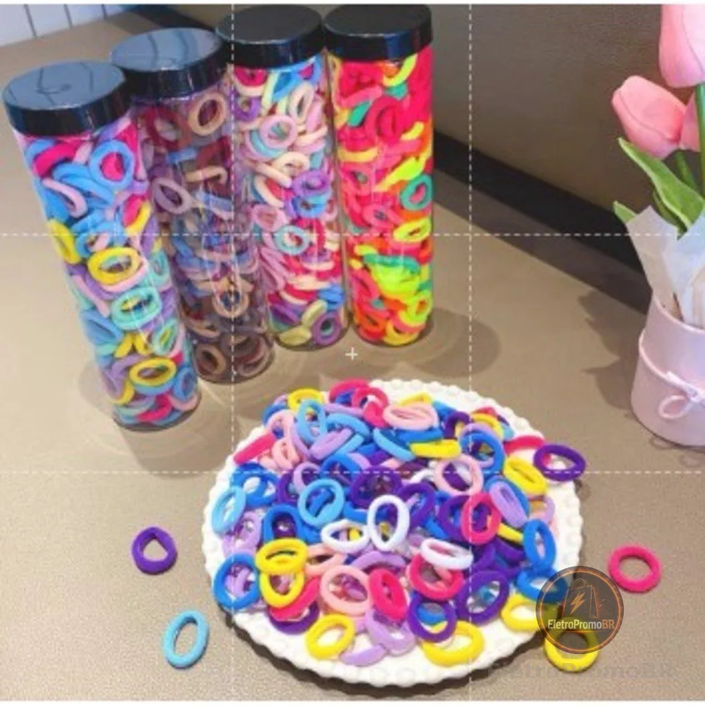 KIT 100 peças Mini Rabicó  Xuxinha De Cabelo Meia De Seda -YOUYI
